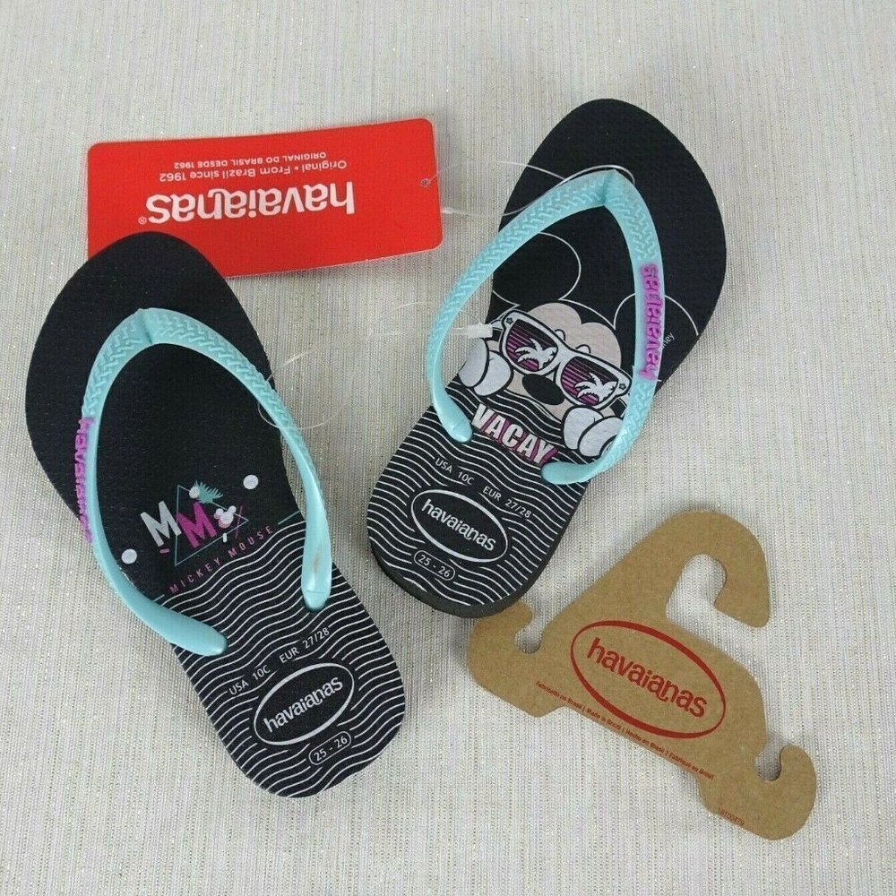 💰3/$25  New Havaianas Disney Mickey Mouse Flip Flops 10 C